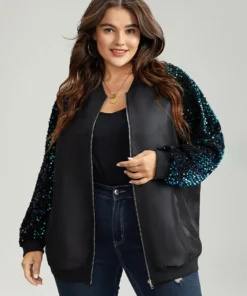 Sequin Detail Patchwork Pocket Jacket