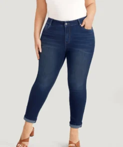 Very Stretchy Pocket Dark Wash Roll Hem Jeans -Clothing Shop 871924159 px a330ccbc f93d 489b a7ed d5afe748a78b