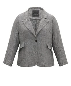 Plain Textured Pocket Suit Collar Blazer -Clothing Shop 873533218 va