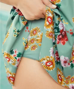 Floral Crisscross Surplice Neck Flutter Hem Swim Dress -Clothing Shop 874250764 eu