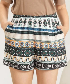 Bandana Print Pocket Elastic Waist Sleep Shorts
