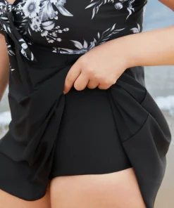 Floral Patchwork Knotted Front Split Swim Dress -Clothing Shop 874868079 cw 79a172e5 5cfb 4959 a738 117dc0960b67