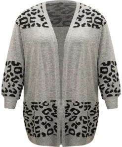 Supersoft Essentials Leopard Contrast Elastic Cuffs Pullover -Clothing Shop 87502005 wr