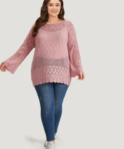 Supersoft Essentials Hollow Out Split Side Bell Sleeve Pullover -Clothing Shop 875096059 oj 79ca2dc9 7404 43ff 8f32 b2a017f99979