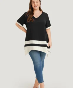 Anti-Wrinkle Two Tone Hanky Hem Blouse 41 Anti-Wrinkle Two Tone Hanky Hem Blouse -Clothing Shop 875201699 ep e9970465 740f 4c41 bb0b cb3061c74593