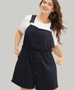 Solid Pocket Drawstring Overall Romper 39 Solid Pocket Drawstring Overall Romper -Clothing Shop 876557992 es
