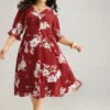 Silhouette Floral Print Twist Front Pocket Dress -Clothing Shop 876827446 oz