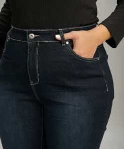 Button Detail Stitch Straight Leg Jeans -Clothing Shop 876958815 cl