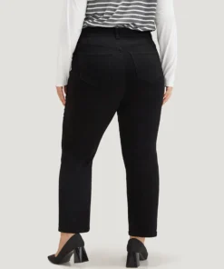 Plain Black Wash Zipper Fly Jeans -Clothing Shop 877223972 as