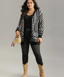 Bandana Print Open Front Loose Cardigan -Clothing Shop 877447758 xi
