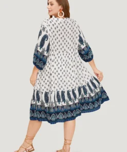 Bandana Print Ruffles Lantern Sleeve Pocket Tassels Tie Neck Dress -Clothing Shop 877870779 ts a983bda2 9dcc 46b4 ba29 d9c49f269149