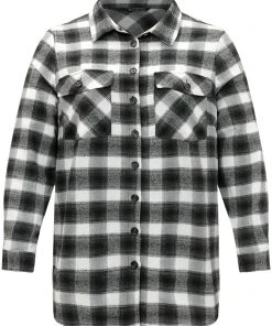 Plaid Arc Hem Pocket Button Through Shirt Collar Coat -Clothing Shop 878177108 nh 54e6662f 65b9 438d 83a4 1bc8c2465145