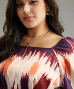 Tie Dye Print Ties Square Neck Blouse 16 Tie Dye Print Ties Square Neck Blouse -Clothing Shop 878245023 yz