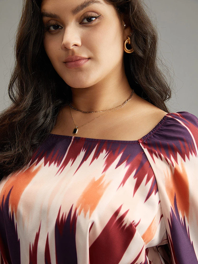 Tie Dye Print Ties Square Neck Blouse 8 Tie Dye Print Ties Square Neck Blouse - Image 6