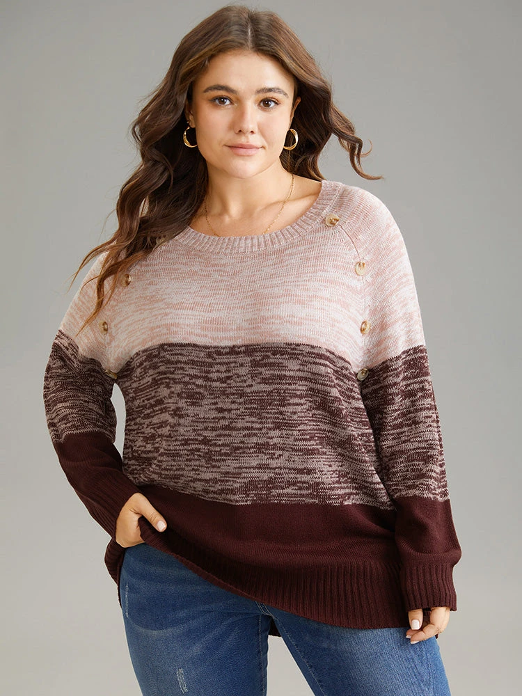 Colorblock Contrast Heather Button Detail Pullover 17 Colorblock Contrast Heather Button Detail Pullover - Image 15