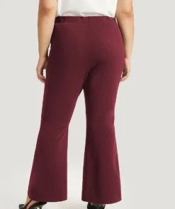 Solid Pocket Flare Leg Elastic Waist Pants 31 Solid Pocket Flare Leg Elastic Waist Pants -Clothing Shop 879093504 lc