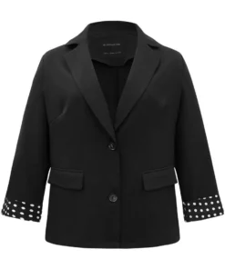 Suit Collar Polka Dot Patchwork Button Up Blazer -Clothing Shop 879433306 vq