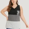 Leopard Contrast Patched Pocket Tank Top -Clothing Shop 879644359 ct