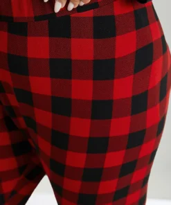 Plaid Elastic Waist High Rise Skinny Leggings -Clothing Shop 879676593 yh