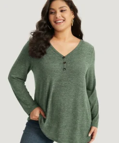 Heather Button Up Long Sleeve T-shirt 40 Heather Button Up Long Sleeve T-shirt -Clothing Shop 87969144 wv