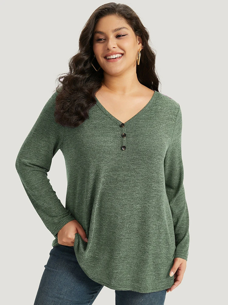 Heather Button Up Long Sleeve T-shirt 21 Heather Button Up Long Sleeve T-shirt - Image 19
