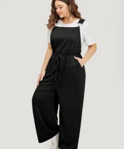 Plain Pocket Drawstring Adjustable Straps Overall Jumpsuit 8 Plain Pocket Drawstring Adjustable Straps Overall Jumpsuit -Clothing Shop 880012888 ki