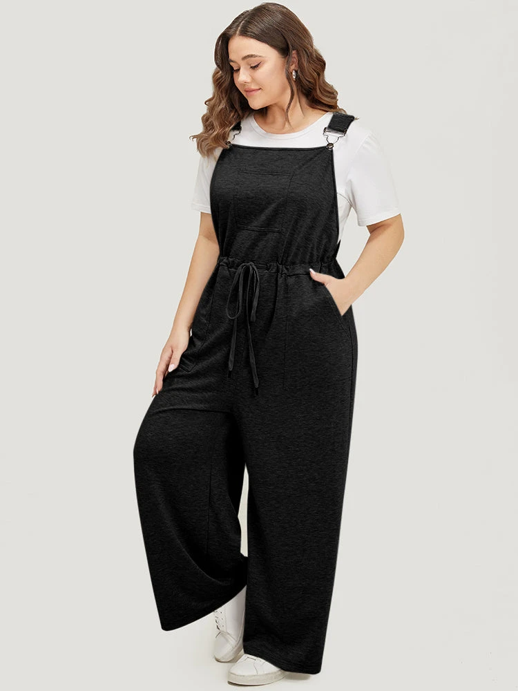 Plain Pocket Drawstring Adjustable Straps Overall Jumpsuit 4 Plain Pocket Drawstring Adjustable Straps Overall Jumpsuit - Image 2