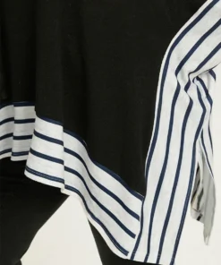 Striped Patchwork Colorblock Contrast Crew Neck Sweatshirt -Clothing Shop 88017500 te