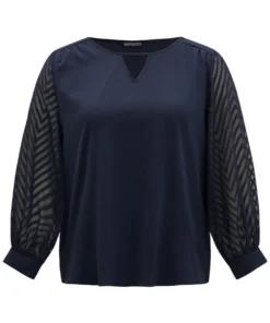 Plain Keyhole Lace Patchwork Lantern Sleeve Blouse -Clothing Shop 880655868 ub 83715102 adb2 4f82 82fe 35d70a3f5ec8