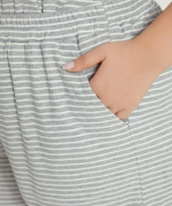 Striped Pocket Elastic Waist Ties Sleep Shorts -Clothing Shop 881245897 ht