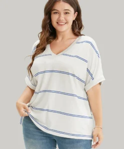 Striped Contrast Dolman Sleeve T-shirt -Clothing Shop 881618597 rn 9cb60bd5 2d2f 423b 8a24 626b19528095