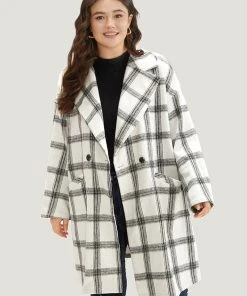 Plaid Lapel Collar Button Up Coat 16 Plaid Lapel Collar Button Up Coat -Clothing Shop 882383443 su