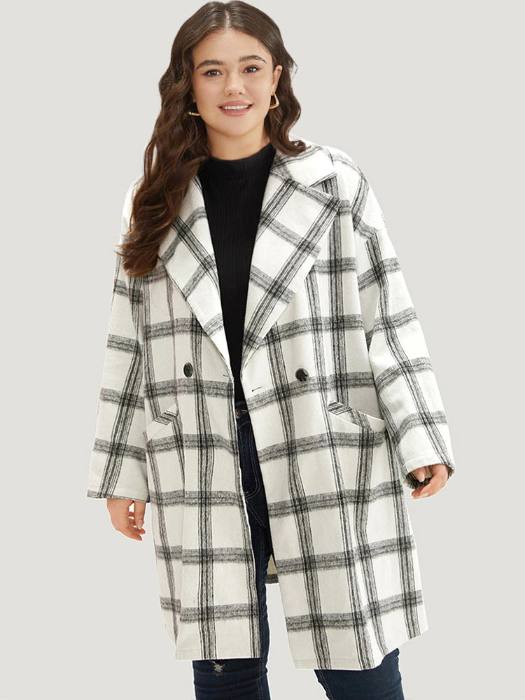Plaid Lapel Collar Button Up Coat 7 Plaid Lapel Collar Button Up Coat - Image 5
