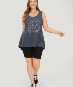 Sun Print High Low Hem Tank Top -Clothing Shop 883317143 es