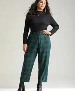 Plaid Pocket Eyelet Belted Pants 12 Plaid Pocket Eyelet Belted Pants -Clothing Shop 884169005 ro