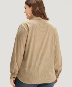 Plaid Pocket Button Through Patchwork Shirt Collar Jacket -Clothing Shop 884435795 gs