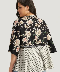 UltraCool Floral Print Knotted Stitch Patchwork Kimono -Clothing Shop 884486977 ul