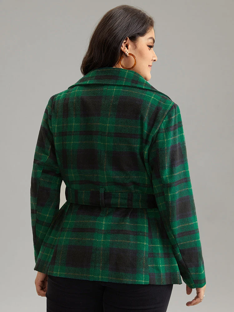 Double Breasted Lapel Collar Pocket Belted Jacket 4 Double Breasted Lapel Collar Pocket Belted Jacket - Image 2