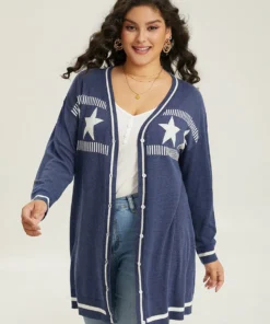 Supersoft Essentials Star Contrast Trim Button Through Cardigan