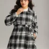 Plaid Belted Pocket Double Breasted Coat 1 Plaid Belted Pocket Double Breasted Coat -Clothing Shop 88667653 uw