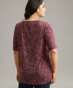 Horoscope Print Vintage Crew Neck T-shirt -Clothing Shop 886724050 nt