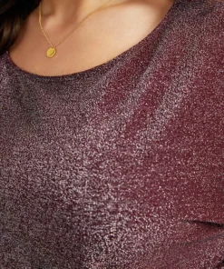 Luxe Belted Curved Hem Dolman Sleeve T-shirt -Clothing Shop 887187585 qz