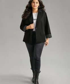 Suit Collar Polka Dot Patchwork Button Up Blazer -Clothing Shop 887191833 oj