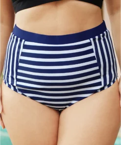 Striped Patchwork Bikini Bottom -Clothing Shop 887446167 tp