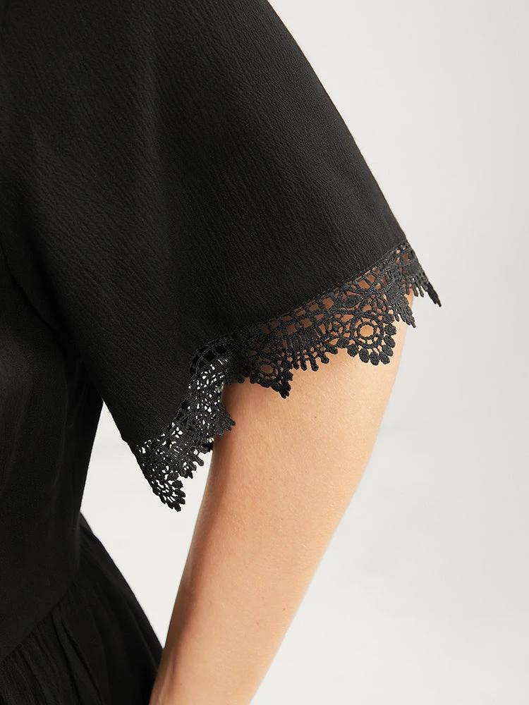 Floral Embroidered Lace Trim Button Front Kimono 9 Floral Embroidered Lace Trim Button Front Kimono - Image 7