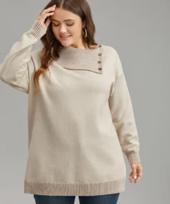 Supersoft Essentials Asymmetrical Neck Button Detail Pullover