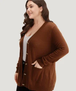 Supersoft Essentials Button Up Patched Pocket Cardigan -Clothing Shop 888026882 rp