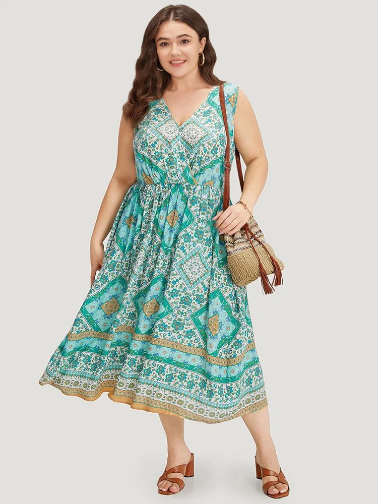 Bandana Print Overlap Collar Pocket Tank Dress 7 Bandana Print Overlap Collar Pocket Tank Dress - Image 5