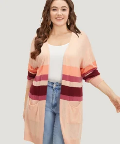 Supersoft Essentials Colorblock Open Front Tunic Pocket Cardigan -Clothing Shop 888283492 gi