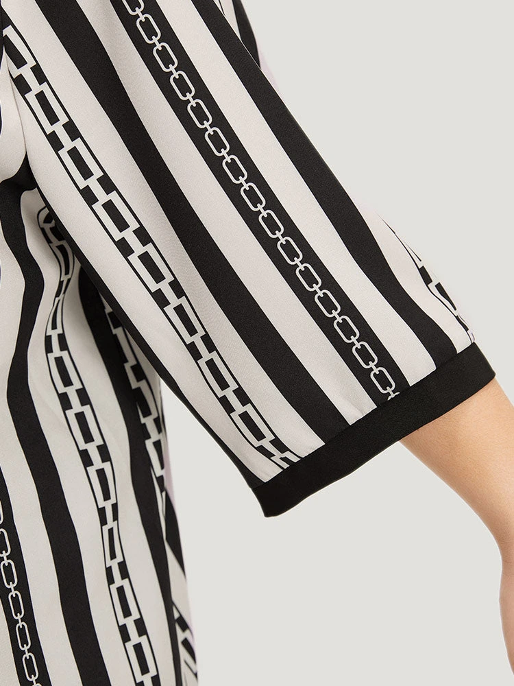 Striped Patchwork Contrast Open Front Kimono 10 Striped Patchwork Contrast Open Front Kimono - Image 8